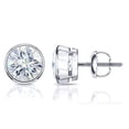 thumbnail image 1 of 14k White Gold Round Moissanite Stud Earrings (1ct TGW, 5mm, J-K) Bezel-set, Screw-Back by Diamond Wish, 1 of 3
