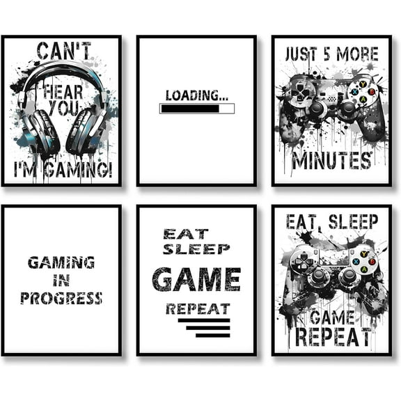 Fashion Wall Art Prints Set of 6 Cool Gaming Posters Gamepad Canvas Paintings Modern llustration Aesthetic Wall Decor Cool Street Pop Art Painting for Living Room Bedroom Game room 8x10in Unframed