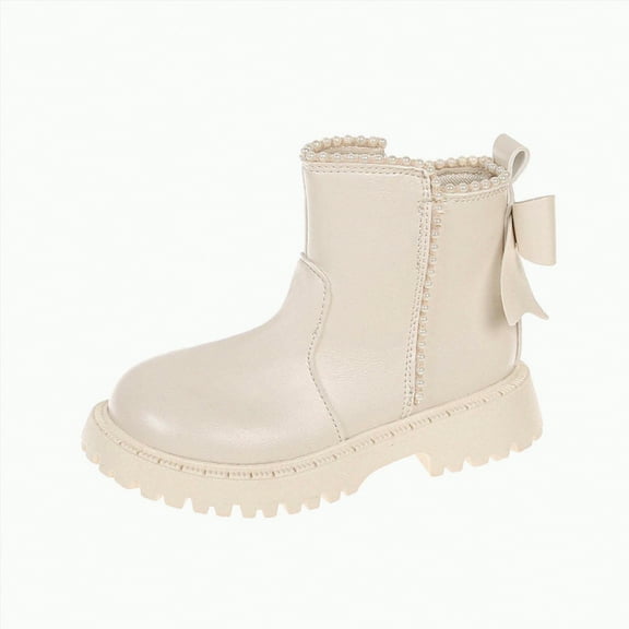 CAICJ98 Girl Ankle Boots Warm Lined Winter Shoes Side Zipper Round Toe Boots for School Outdoor Girl Toddler Boots (Toddler/Little Kid/Big Kid),11