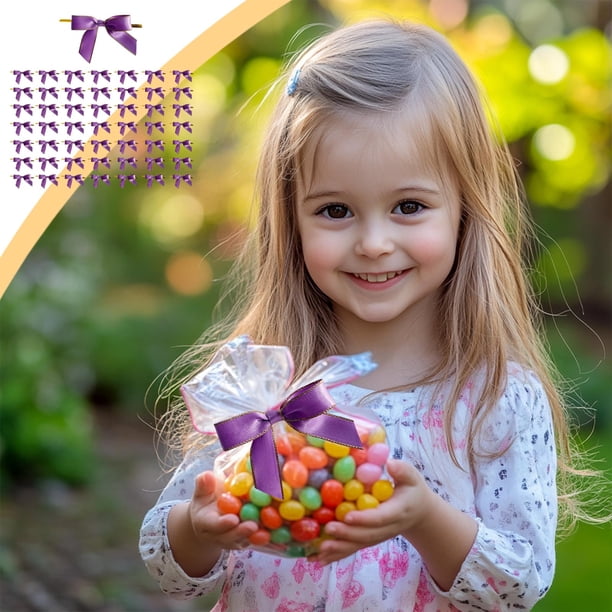 Cinta de lazo para embalaje de regalo | Nylon clásico atado a mano, licra | Lazos de sellado elegantes para regalos, bolsas de snacks | Múltiples colores, 50 piezas | Fácil de usar, duradero, 7x5cm