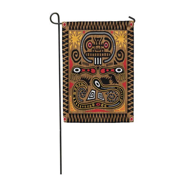 SIDONKU Inca JPEG Aztec Tribal Pattern in Earth Tones Mayan Aboriginal Garden Flag Decorative Flag House Banner 12x18 inch