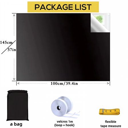 LAMIRO 100 Blackout Window Cover Darkest Light Block Black Privacy Film Anti Look House Home Tint Glass Cloth Portable Curtain Bedroom