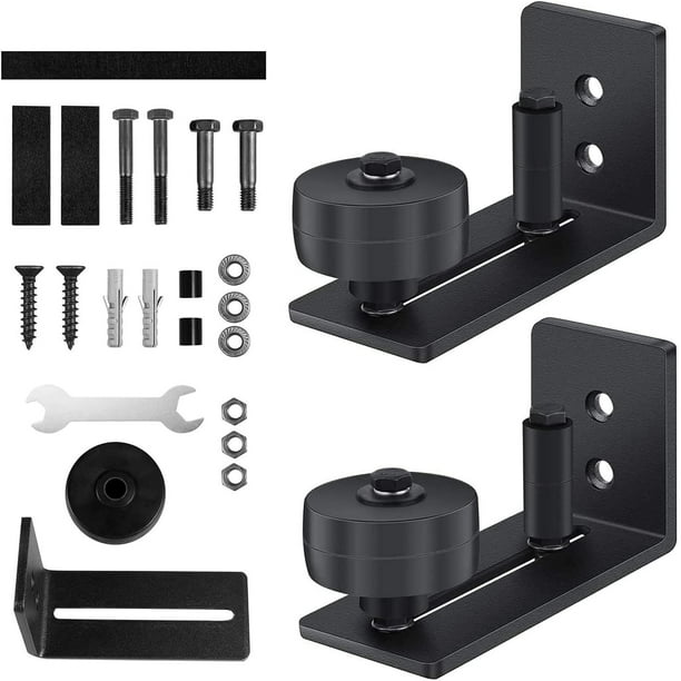 Juego de 2 rieles para piso, rieles para piso para puertas corredizas de madera, rieles para piso ajustables con 8 opciones de configuración para puertas corredizas de madera, puertas de granero,