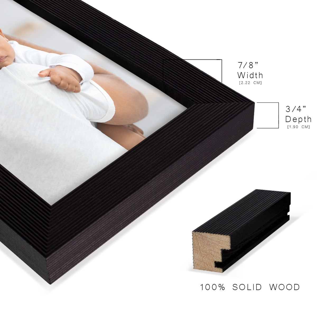 Grooved 5 in. x 7 in. Black Picture Frame Set (Set of 4)