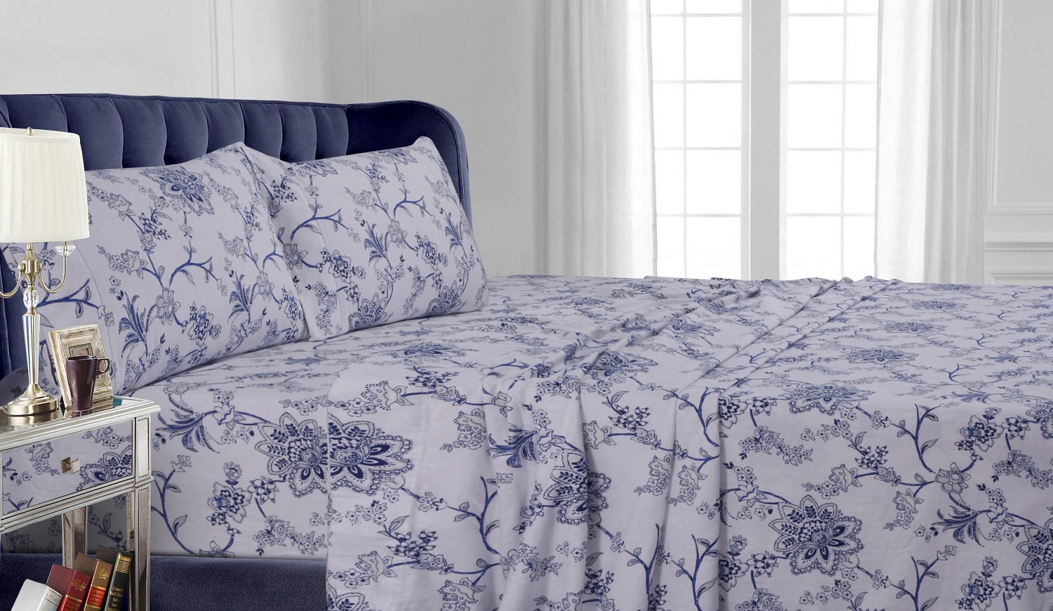 Heavyweight 200GSM Floral Printed Extra Deep Pocket Flannel Sheet Set