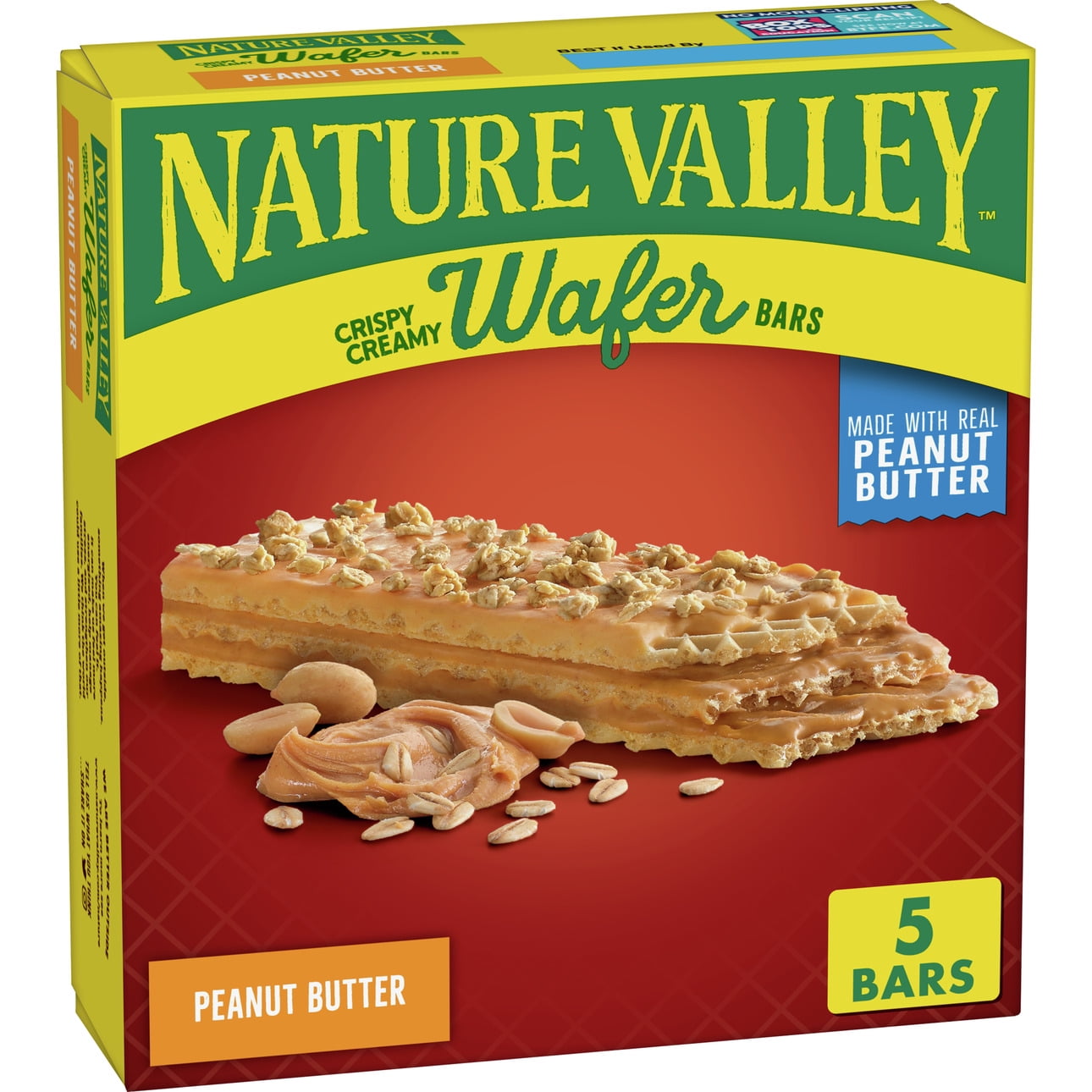 Nature Valley Crispy Creamy Wafer Bar, Peanut Butter, 5 ct, 6.5 oz