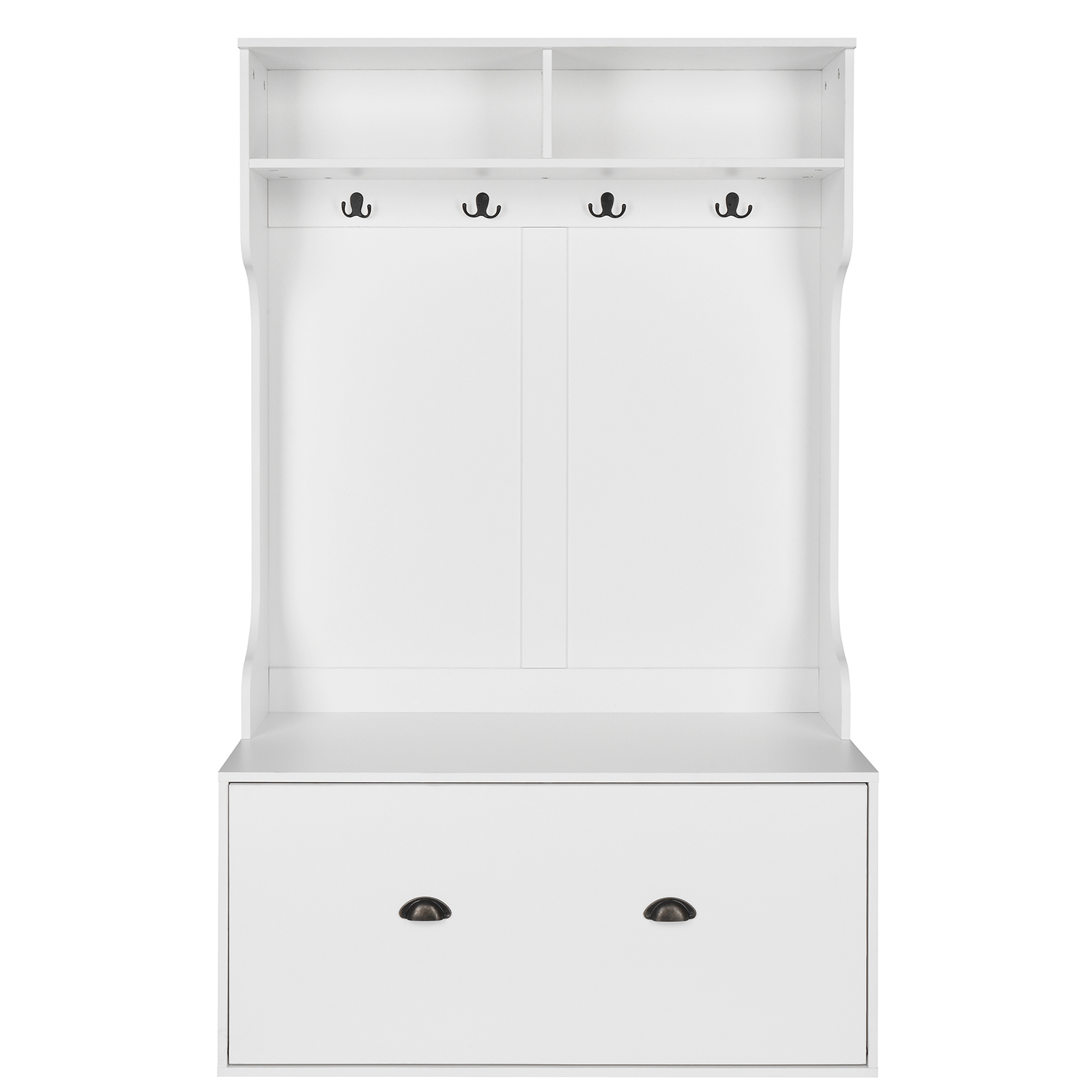 Zimtown Hall Tree, Entryway Storage Bench with Coat Rack and 4 Hooks, 4