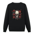 thumbnail image 2 of JEUXUS Rose Skeleton Skull Hand Red Flower rose Pullover, 2 of 4