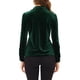 thumbnail image 3 of CAMISA DE VELVET DE MUJER INSPIRADA CHIC, CON BOTONES, CUELLO EN V, MANGA LARGA, BLUSA RETRO, TAMAÑO L, VERDE OSCURO, 3 of 7