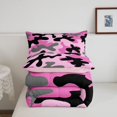 thumbnail image 5 of Manfei Minimalst Camouflage Queen Comforter Set, Vintage Camo Comforter Sets Queen, Soft Pink, Pink Reversible, 3pcs, 1 Comforter and 2 Pillowcases, 5 of 7