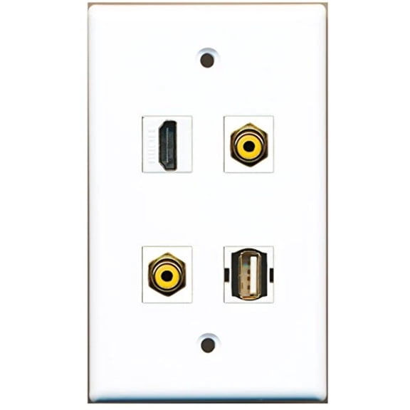 RiteAV - 1 Port HDMI 2 Port RCA Yellow 1 Port USB A-A Wall Plate