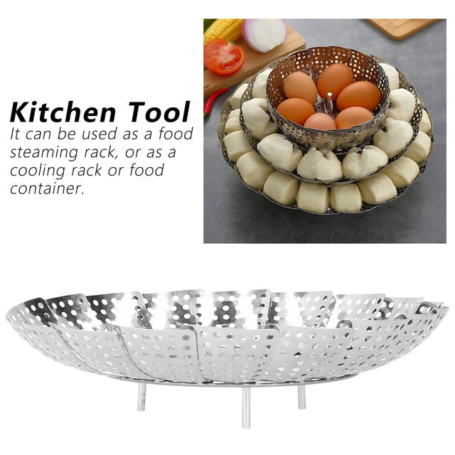 Panier Vapeur, Panier de Cuisson à la Vapeur, Panier Vapeur en Acier Inoxydable Panier Vapeur pour Légumes Casserole Panier Vapeur Rétractable pour Légumes Fruits