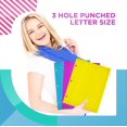 thumbnail image 3 of 4-Pocket Glossy Laminated Paper Folders (6 Pack), 3-Hole Punch Portfolios, Assorted Colors, by Better Office Products (Bright Colors), 3 of 5