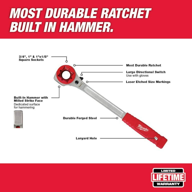 Milwaukee Lineman's High Leverage 3/4 in. Ratcheting Wrench with Milled Face & Lineman's 2-in-1 Insulated Ratcheting Box Wrench