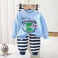 thumbnail image 2 of TOWED22 Baby Toddler Boy Fall Winter Set Outfits 2Pcs Long Sleeve Printed Round Neck T-Shirt Elastic Waist Pants Soft Warm Clothes(Light Blue,18-24 M), 2 of 5