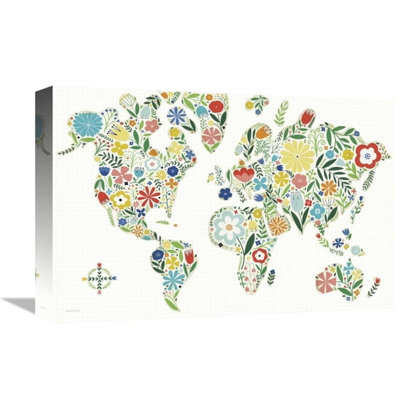 Global Gallery's 'Floral World White' By Michael Mullan Stretched Canvas Wall Art
