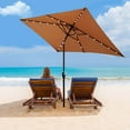thumbnail image 2 of Aukfa 10 x 6.5ft Rectangular Patio Solar LED Lighted Outdoor Umbrellas for Market Beach Pool - Brown, 2 of 8