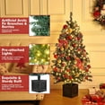 thumbnail image 5 of IDEALHOUSE 4.5FT, Green, Christmas Tree, 108 Bulbs, Red Holly Berries, 358 Tips, Vintage Pot Base, Full Pine Needles, Holiday Decor for Home, Office, 5 of 9