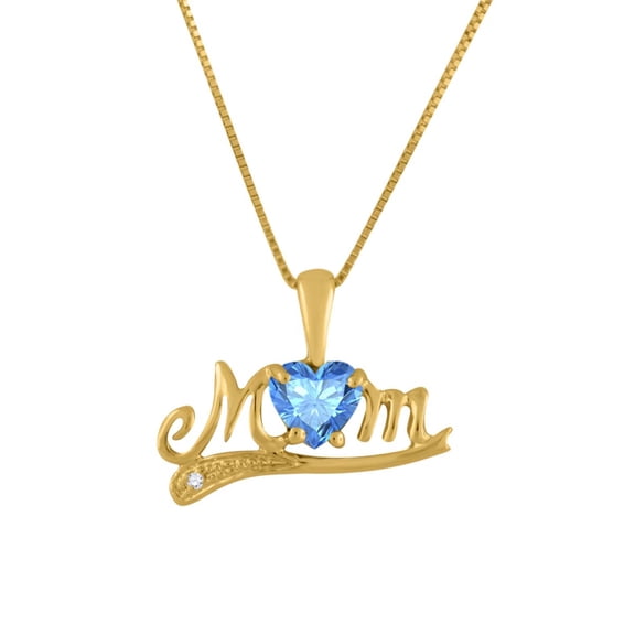 0.50 Carat 5MM Heart Shape Gemstone With Round Diamond In Heart Shape Mom Pendant For Woman Crafted In 10k Rose White and Yellow Gold With 18 Gold Plated Over 925 Sterling Silver Box Chain