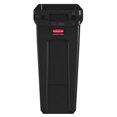 thumbnail image 3 of Rubbermaid Commercial Slim Jim 16G Vented Container 16 gal Capacity - Durable, Handle, Vented, Crush Resistant, Recyclable - 25" Height x 11" Width x 22" Depth - Black, 3 of 3