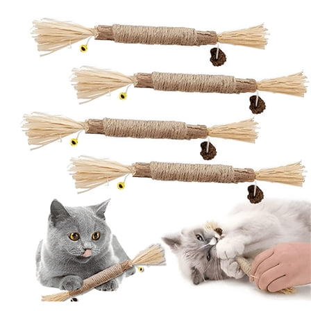 BESTSKY 4Pcs Cat Chew Sticks,Catnip Stick,Catnip Sticks,Cat Grass Stick,Molar Cat Interactive Stick,Catnip Toys Sticks,Cat Toy Stick