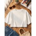 thumbnail image 2 of Camiseta Mujer Cuello Redondo Holgada Blanco Minimalista, 2 of 25