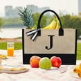 thumbnail image 7 of MyOrganicBag Handmade Burlap Jute Tote Bag for Women – Embroidered, ISO Certified, Initial Bag (J), 7 of 7