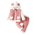 thumbnail image 2 of Conjunto de sudadera con capucha de manga larga para niños, forro polar, orejas, cremallera, bordado, color contrastante, pantalones de manga larga, moda infantil, poliéster, 2 of 9