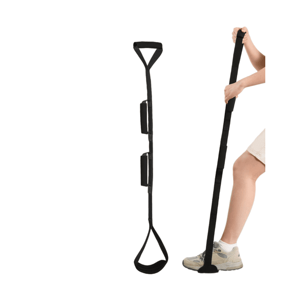 42 Inch Long Leg Lifter Strap - 3 Soft Hand Grips & Soft Foot Pad, Perfect for After Hip Replacement, Easy to Get Legs In/Out of Bed, Wheelchair & Car (Black)