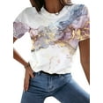 thumbnail image 1 of PALACLOTH Women Floral Printing T-shirt Short Sleeve Mock Neck Summer Blouses, 1 of 2