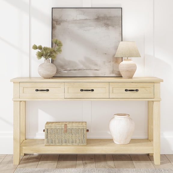 Console Table for Entryway, Entryway Table with 3 Storage Drawers,Farmhouse Behind Sofa Table,Wooden Sofa Table for Entryway, Living Room