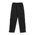 thumbnail image 5 of Manxivoo Cargo Pants for Women High Waisted Women Cargo Pants Big Pockets Y 2K High Elastic Waist Drawstring Baggy Trousers Vintage Casual Loose Side Zipper Straight Pants Dickies Pants Black, 5 of 5
