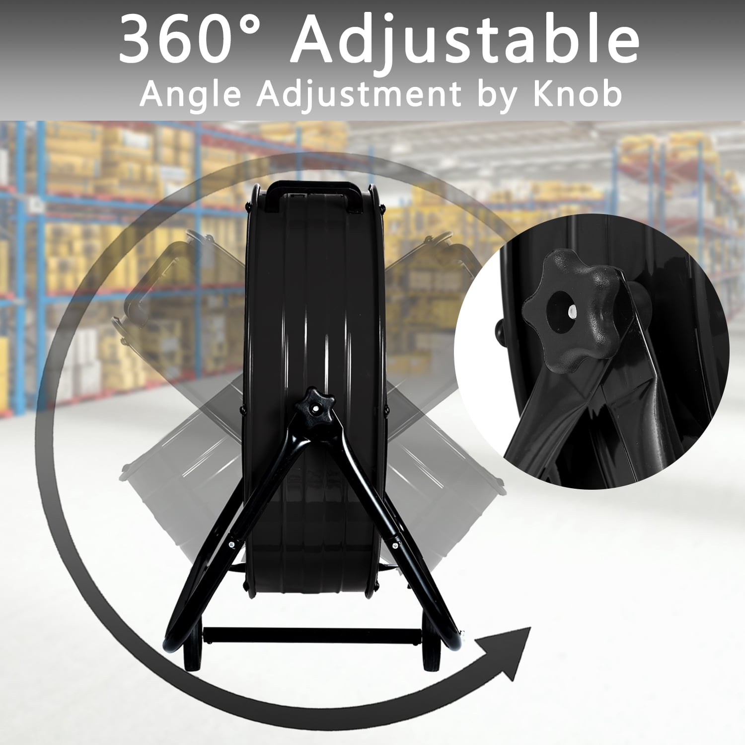 36"Industrial Fan High Velocity,Heavy Duty Drum Fan up to 18600CFM,3-Speed & 360°Adjustable,Ideal for Home, Garage, Indoor/Outdoor Use, Black