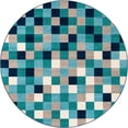 thumbnail image 3 of Unique Loom Azalea Collection Area Rug - Holly (7' Round Teal/Navy Blue), 3 of 7
