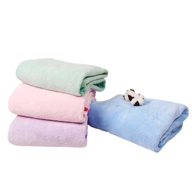 Toalla de baño de vellón coral, cómoda y absorbente, de secado rápido, grande, para adultos, bebés y niños (azul).