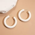 thumbnail image 5 of Minimalist Half Huggie Hoop Earrings for Women Acrylic Lightweight Chunky C Shaped Open Hoops Round Tube Stud Earrings Fashion Vintage Y2K Holiday Party Jewelry for Mother, 5 of 6