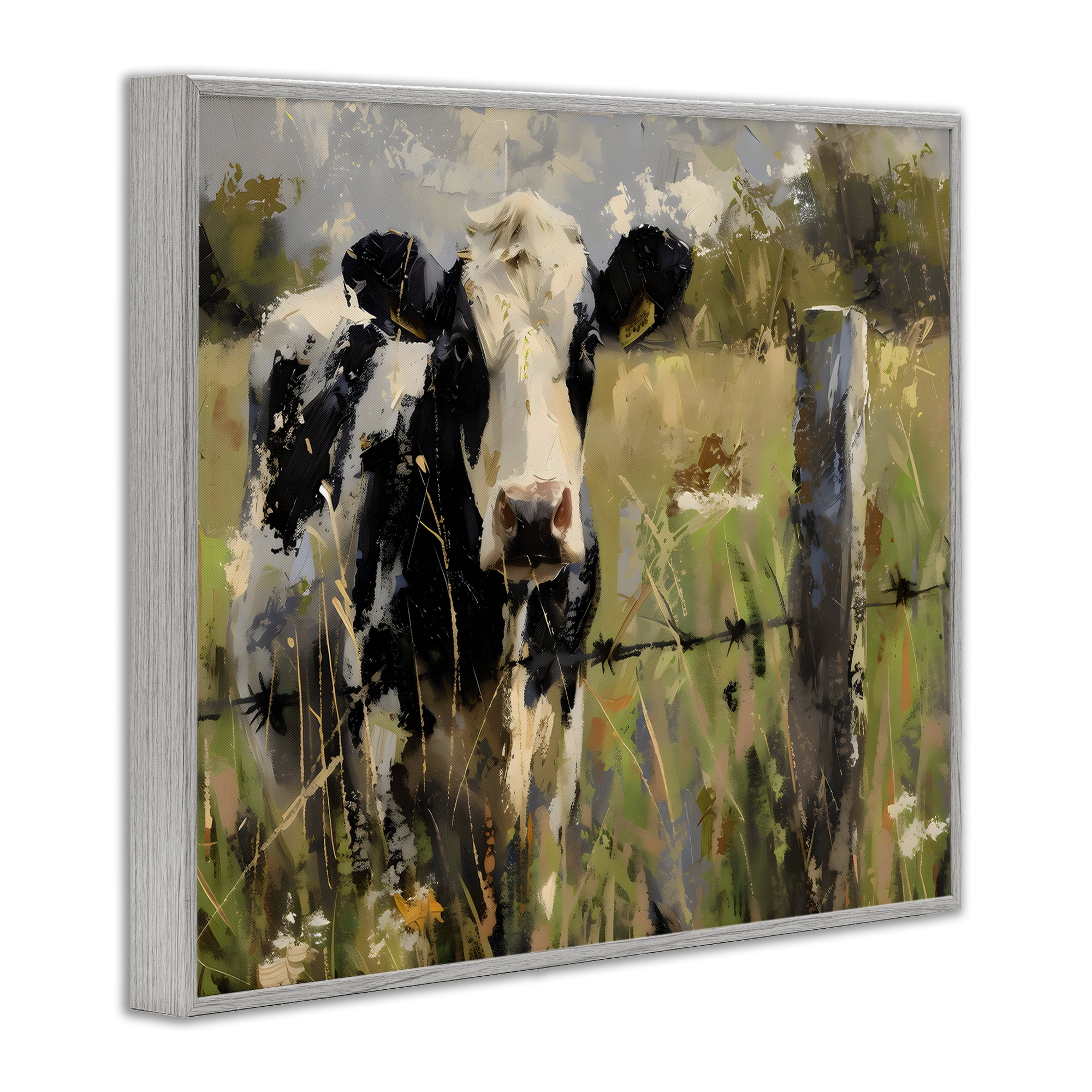 Stupell Industries Cow in Summer Pasture Gray Framed Giclee Art, design by Creative Studio