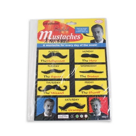 Fake Gag - Set of 7 Stylish Self Adhesive Fake Mustaches Costume Party Gag Toy