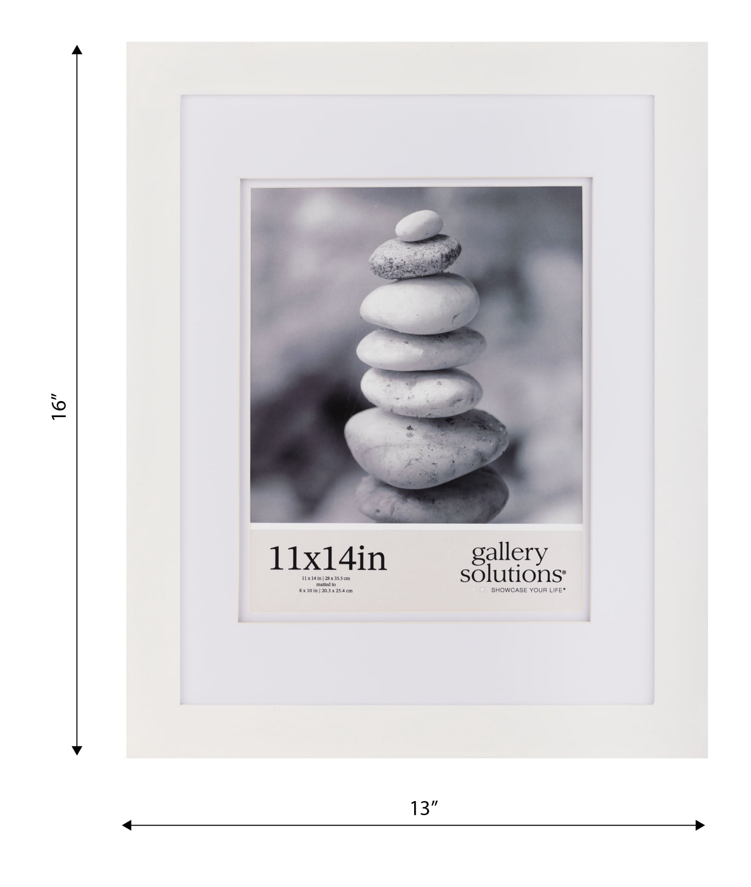 Gallery Solutions 11"x14" Wall Mount/Tabletop Picture Frame Double Matted to 8"x10" -White