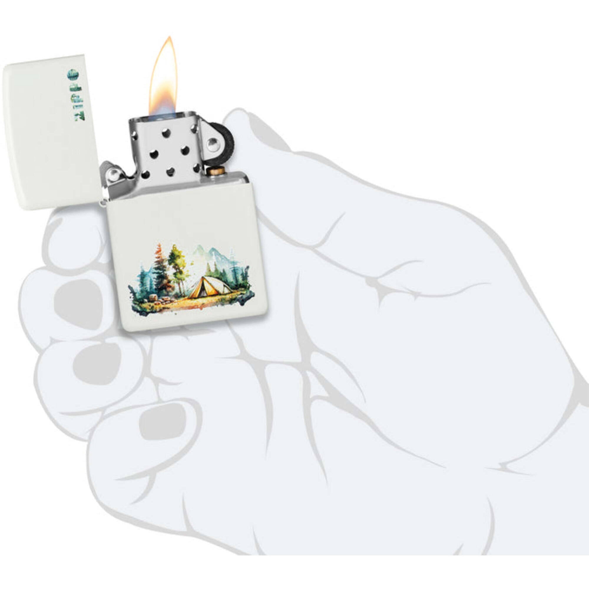 Zippo 46474 Nature Retreat Design Matte White Pocket Lighter