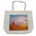 thumbnail image 1 of Cactus Shopping Bag, Abstract Desert Landscape with Mountains and Cactus Arid Country View at Sunset, Eco-Friendly Reusable Bag for Groceries Beach and More, 15.5" X 14.5", Cream, by Ambesonne, 1 of 2