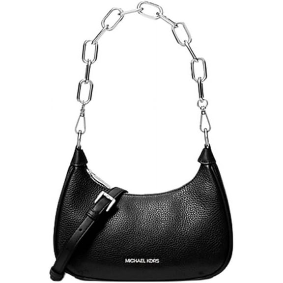 MICHAEL KORS 35F3S4CU6L CORA BLACK WITH SILVER HARDWARE WOMENS SHOULDER BAG