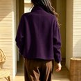 thumbnail image 3 of uublik Trench Coat Women Purple Button Down Collared Short Jacket Trendy Clothes, 3 of 6