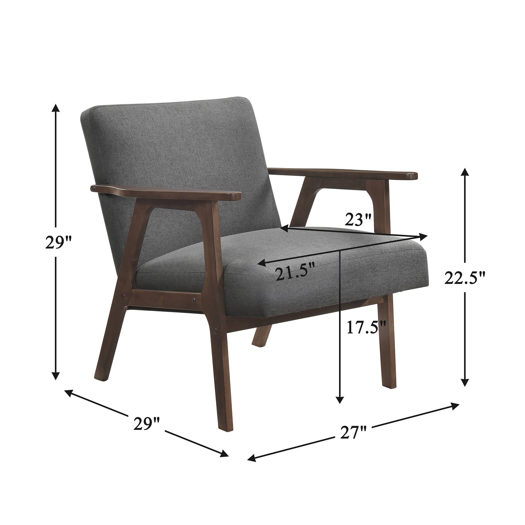 OakvillePark Harrowveil Textured Fabric Accent Chair, Dark Gray/Brown Wood