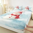 thumbnail image 3 of jejeloiu Kawaii Snowmen Queen Sheet Sets,Merry Christmas Flat Sheet,White Red Queen Fitted Sheet For Girl Boy,Breathable Room Decorative,4pcs, 3 of 7