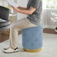 thumbnail image 4 of Beverly Modern Contemporary Round Tufted Upholstered Velvet Ottoman with Gold Metal Base, 4 of 5