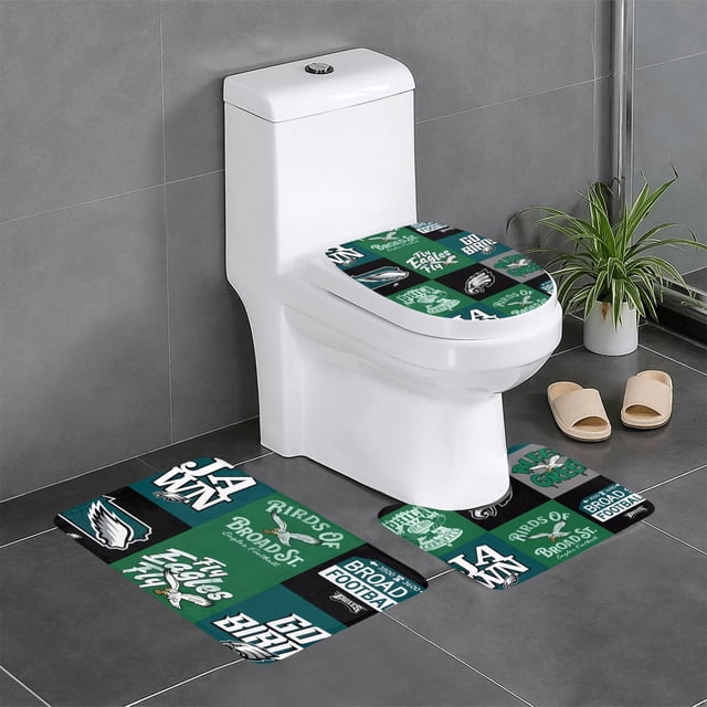Juego de 3 alfombras de baño del equipo Eagles, alfombra antideslizante para baño, 24 x 16 pulgadas