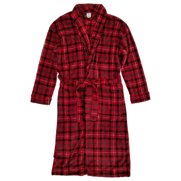 Croft & Barrow - Mens Red Plaid Plush Microfleece Robe House Coat ...