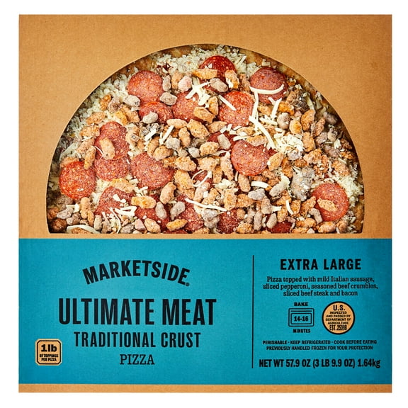 Marketside Ultimate Meat Pizza, Traditional Crust, Marinara Sauce, Extra Large, 16 inch (Fresh)