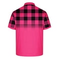 thumbnail image 4 of ZRGHAOYLQ Mens Hot Pink and Black Plaid Shirt Plus Size Short Sleeve Henley Shirts Big and Tall Button Up Collared Work Shirts Trendy Casual Golf Shirts Tees Tops, 4 of 5
